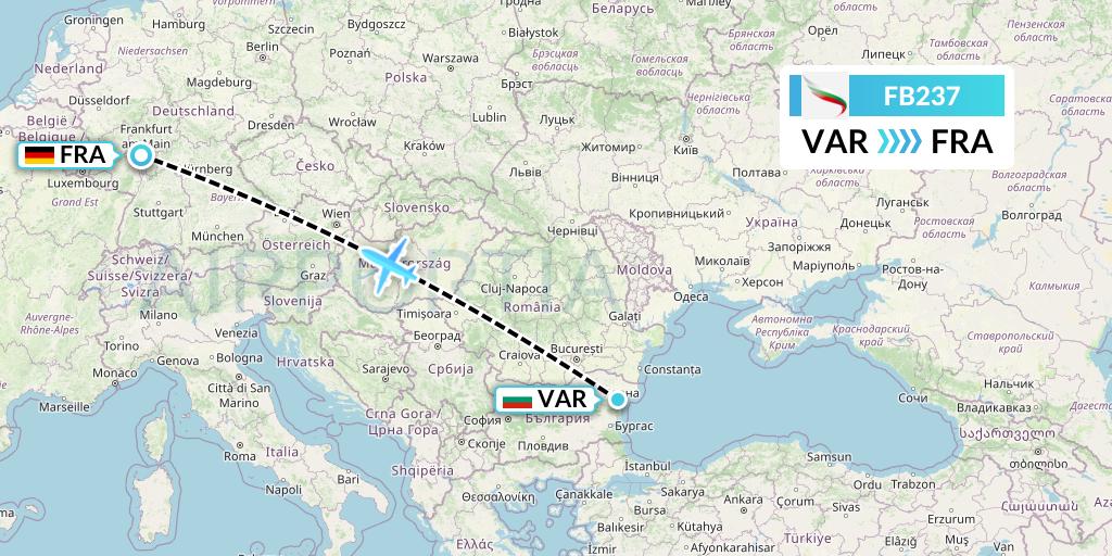 FB237 Bulgaria Air Flight Map: Varna to Frankfurt