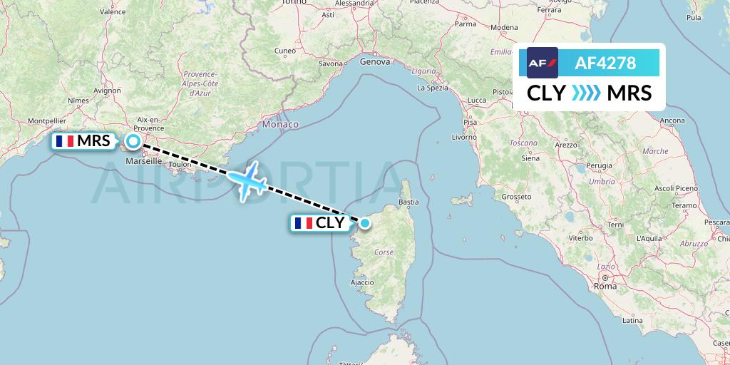 AF4278 Air France Flight Map: Calvi to Marseille