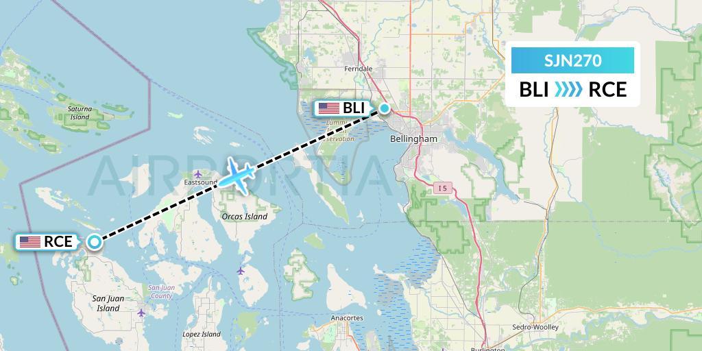 SJN270 San Juan Airlines Flight Map: Bellingham to Roche Harbor