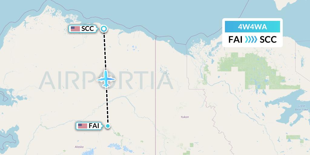 4W4WA Warbelows Air Ventures Flight Map: Fairbanks to Deadhorse