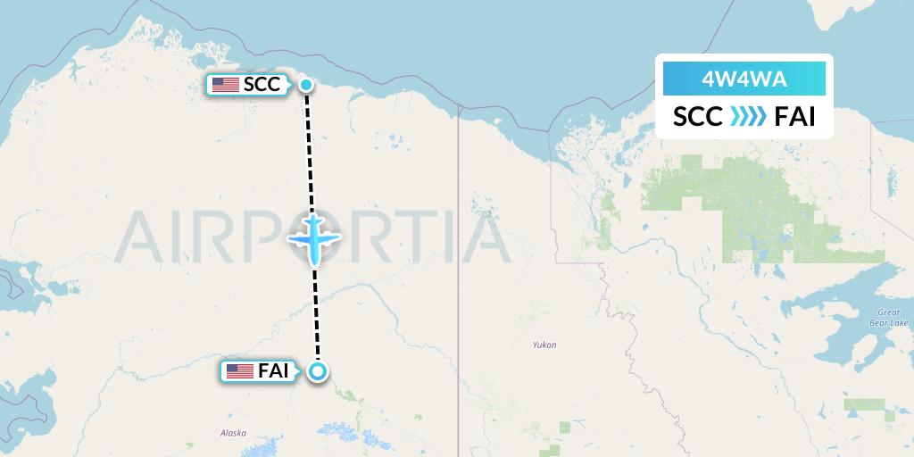 4W4WA Warbelows Air Ventures Flight Map: Deadhorse to Fairbanks