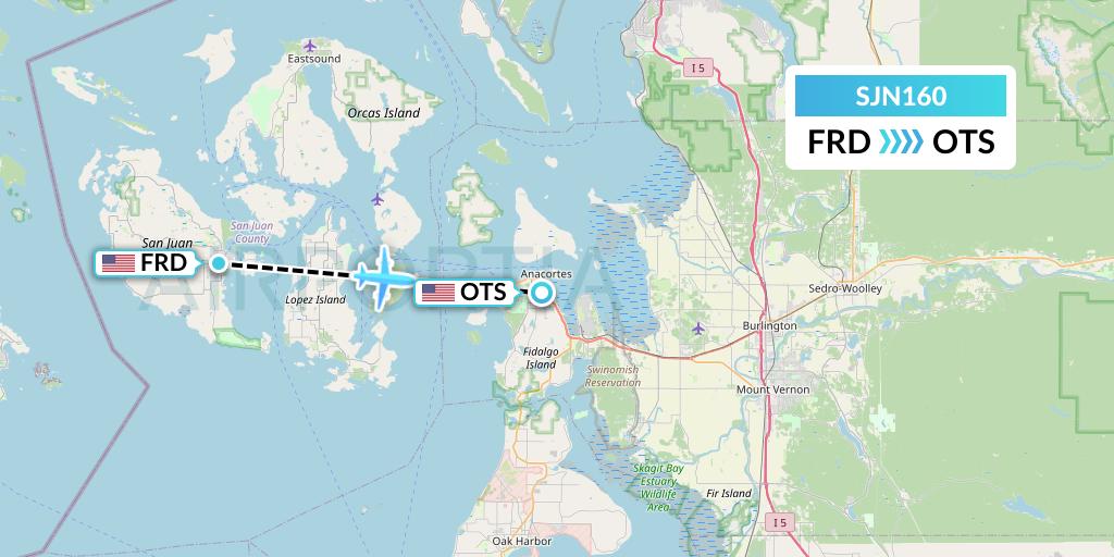 SJN160 San Juan Airlines Flight Map: Friday Harbor to Anacortes