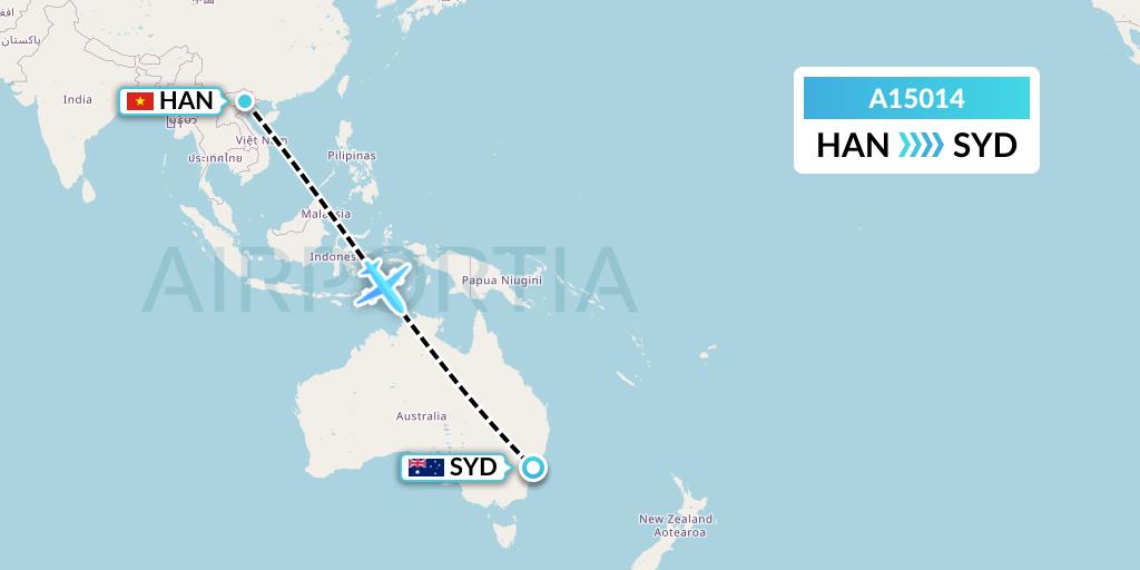 A15014 A.p.g. Distribution Systems Flight Map: Hanoi to Sydney