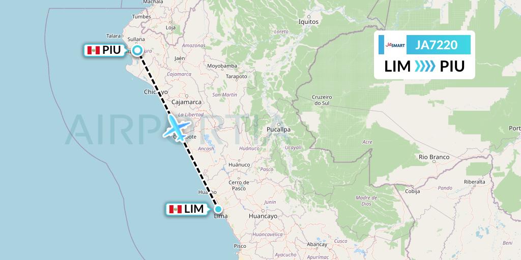 JA7220 JetSMART Flight Map: Lima to Piura