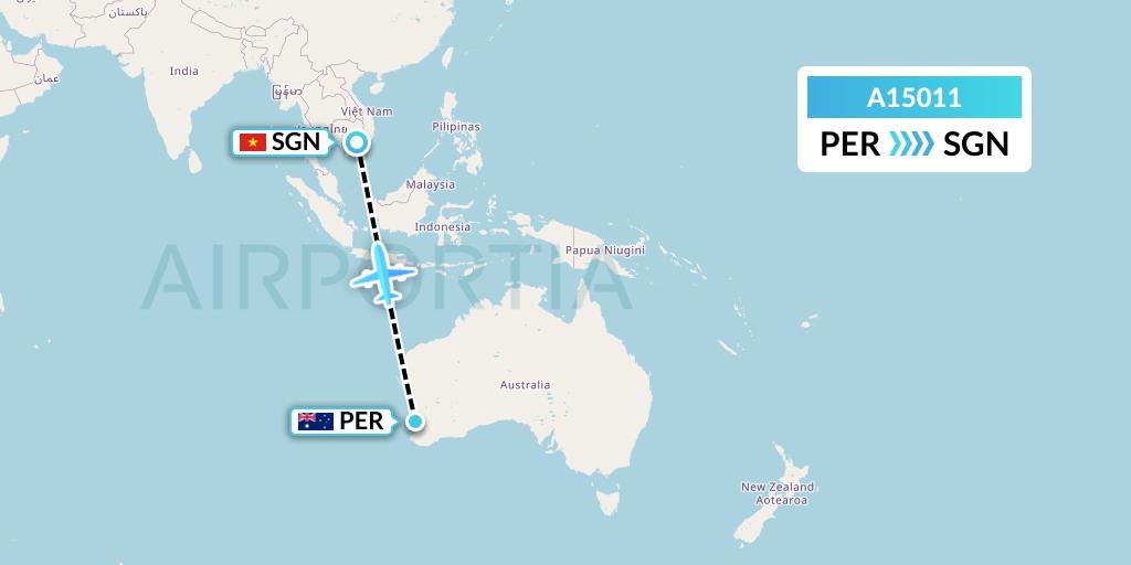 A15011 A.p.g. Distribution Systems Flight Map: Perth to Ho Chi Minh City