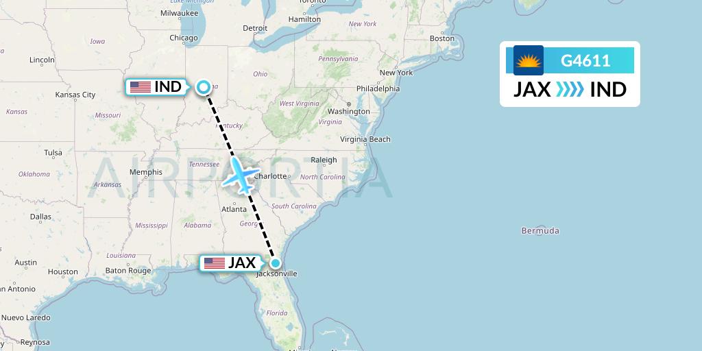 G4611 Allegiant Air Flight Map: Jacksonville to Indianapolis