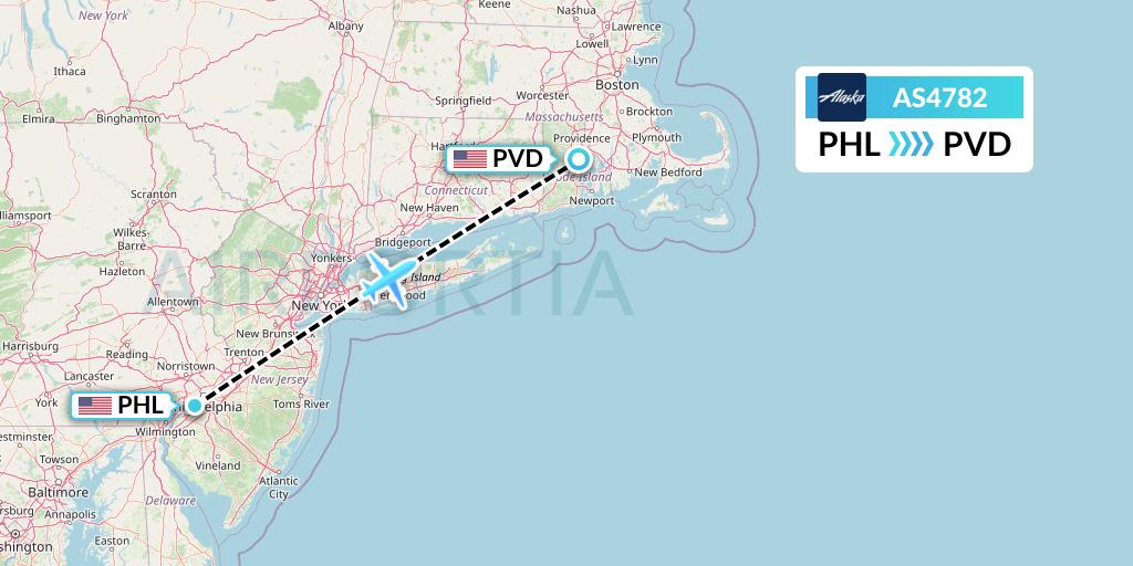 AS4782 Alaska Airlines Flight Map: Philadelphia to Providence