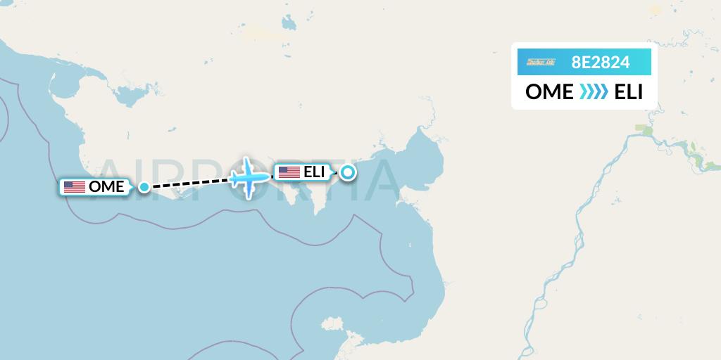 8E2824 Bering Air Flight Map: Nome to Elim