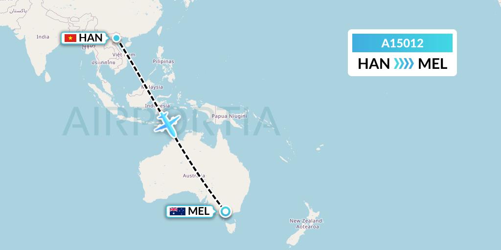 A15012 A.p.g. Distribution Systems Flight Map: Hanoi to Melbourne