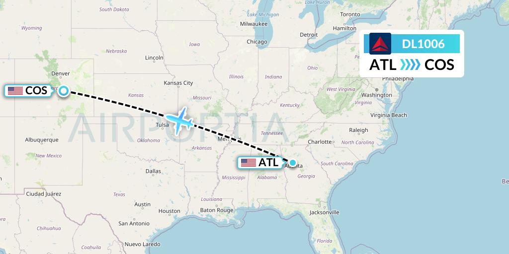 DL1006 Delta Air Lines Flight Map: Atlanta to Colorado Springs
