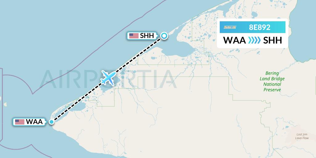 8E892 Bering Air Flight Map: Wales to Shishmaref
