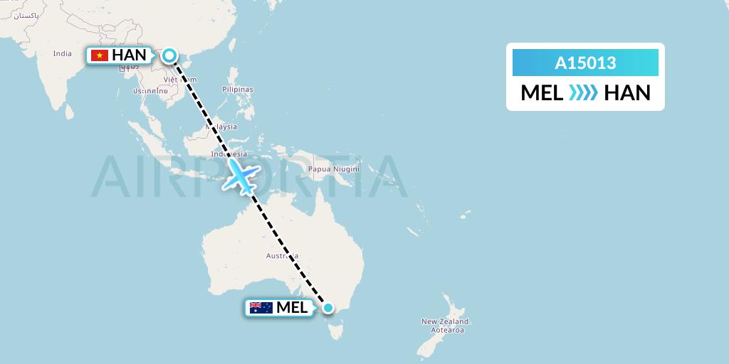 A15013 A.p.g. Distribution Systems Flight Map: Melbourne to Hanoi