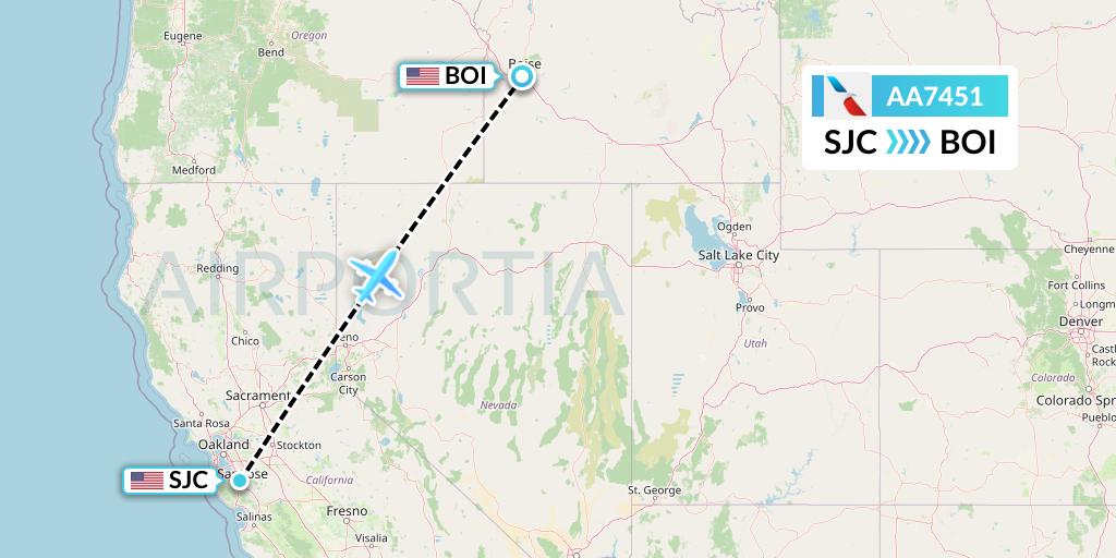 AA7451 American Airlines Flight Map: San Jose to Boise
