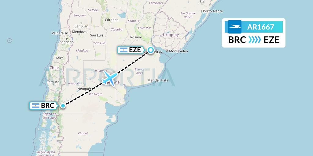 AR1667 Aerolineas Argentinas Flight Map: San Carlos de Bariloche to Buenos Aires