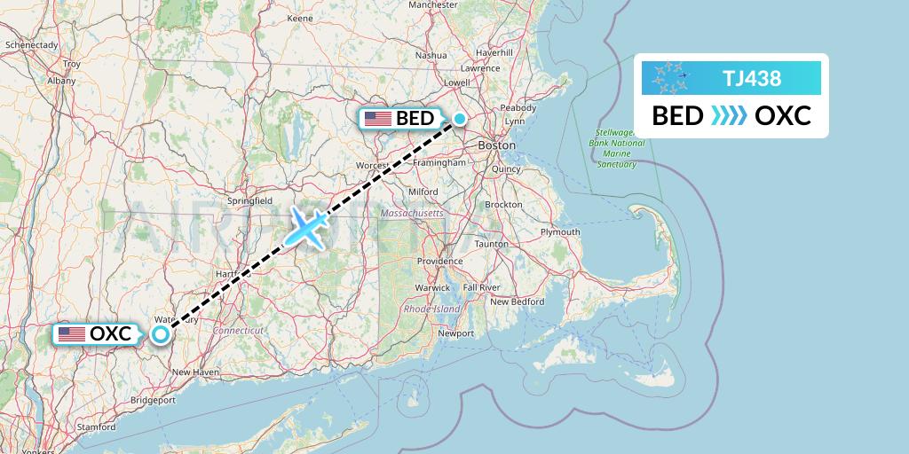 TJ438 Tradewind Aviation Flight Map: Bedford to Oxford