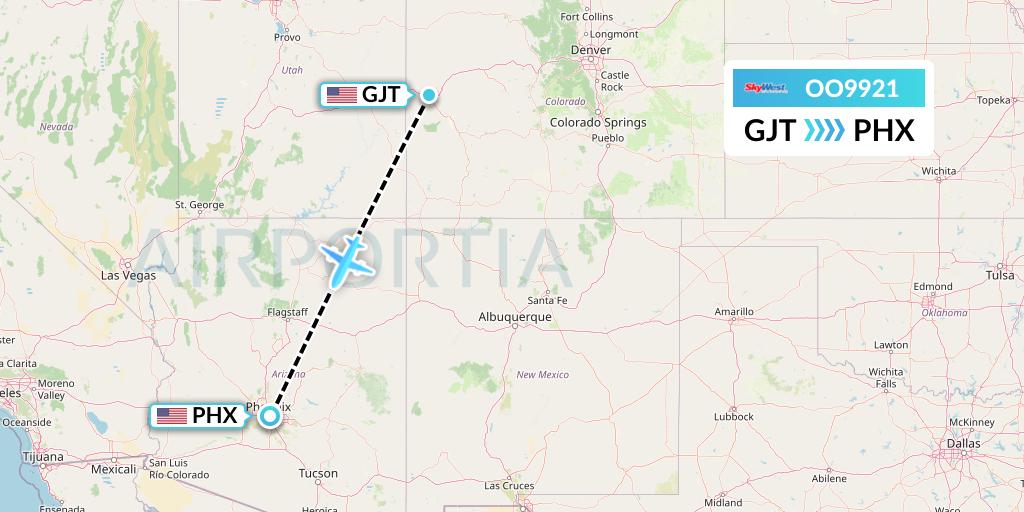 OO9921 SkyWest Airlines Flight Map: Grand Junction to Phoenix