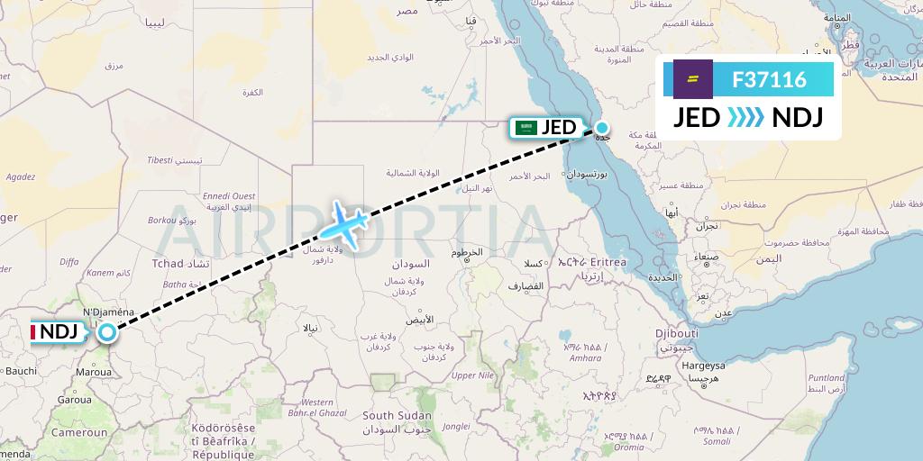 F37116 Flight Status flydeal Jeddah to N'Djamena (FAD7116)
