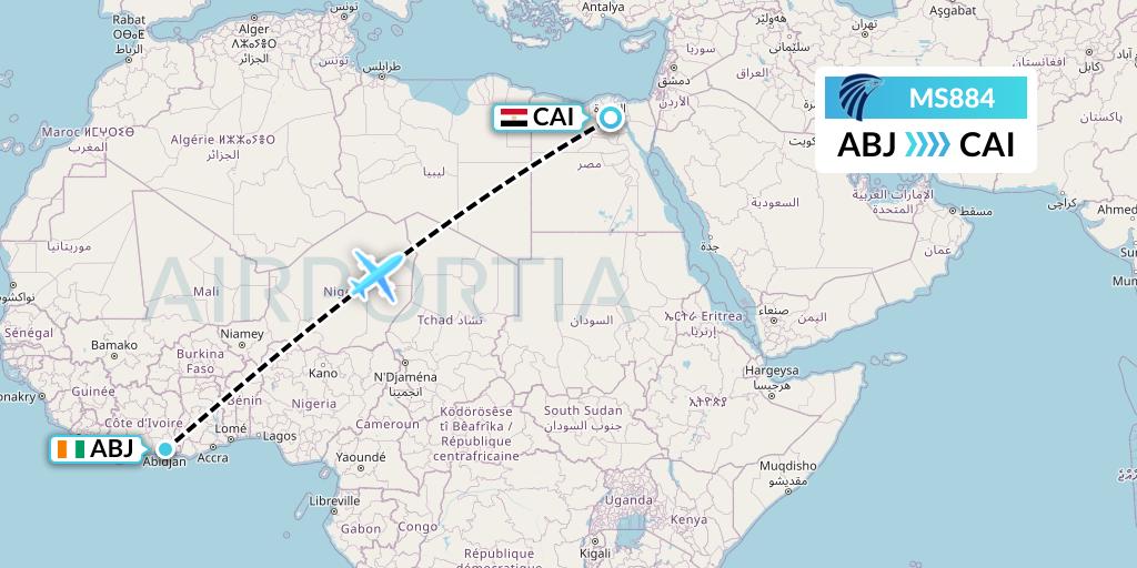MS884 Flight Status EgyptAir: Abidjan to Cairo (MSR884)