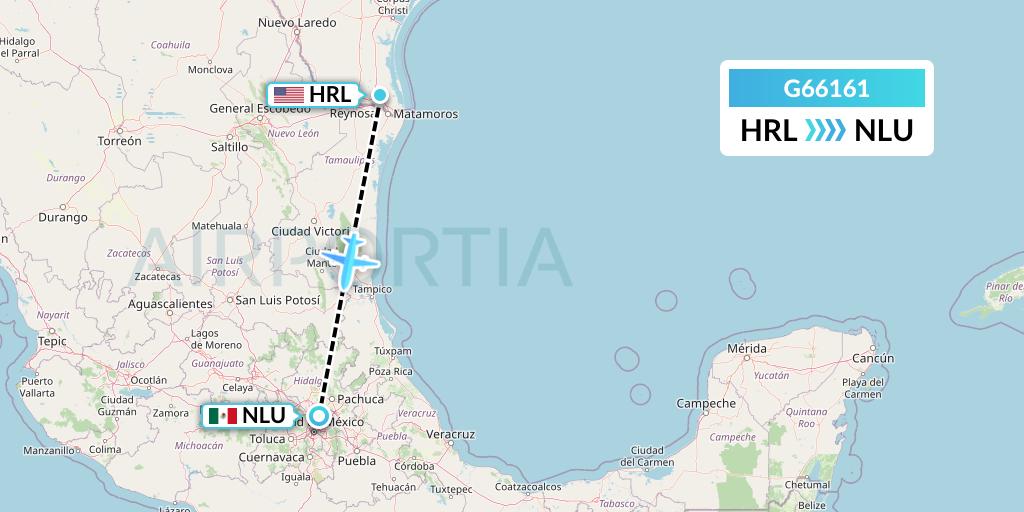 G66161 Fly Arna Flight Map: Harlingen to Reyes Acozac