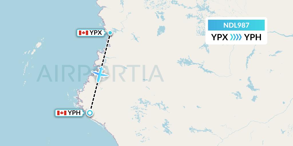 NDL987 Chrono Aviation Flight Map: Puvirnituq to Inukjuak