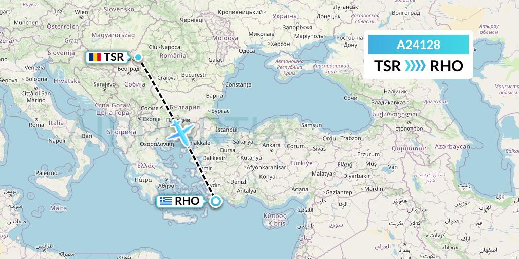 A24128 Anima Wings Aviation Flight Map: Timisoara to Rhodes