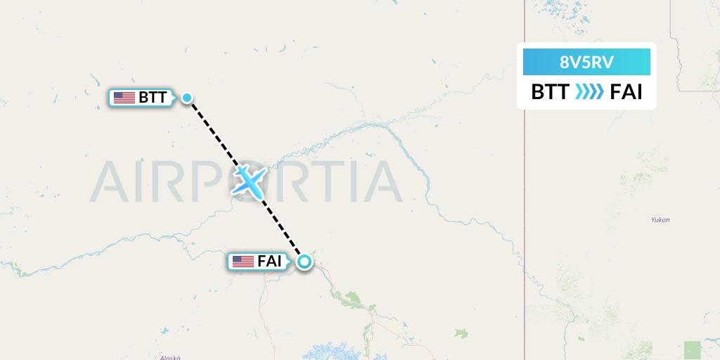 8V5RV Wright Air Service Flight Map: Bettles to Fairbanks