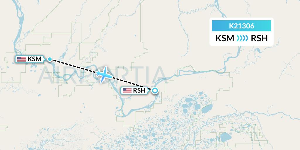 K21306 Yute Commuter Service Flight Map: St. Mary's to Russian Mission