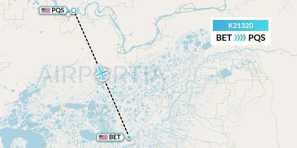 K21320 Yute Commuter Service Flight Map: Bethel to Pilot Station