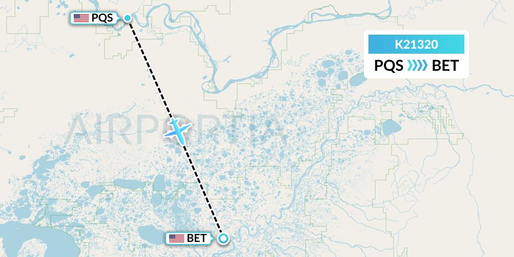 K21320 Yute Commuter Service Flight Map: Pilot Station to Bethel