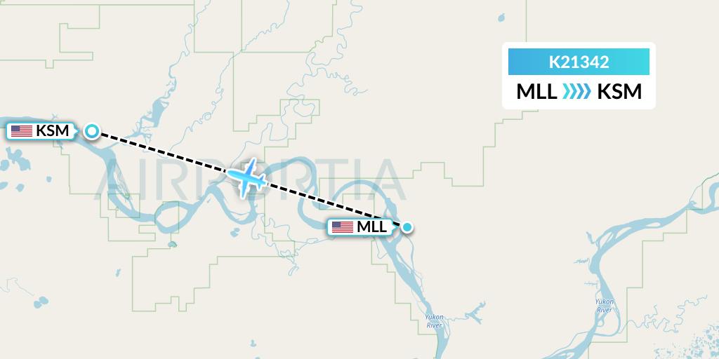K21342 Yute Commuter Service Flight Map: Marshall to St. Mary's