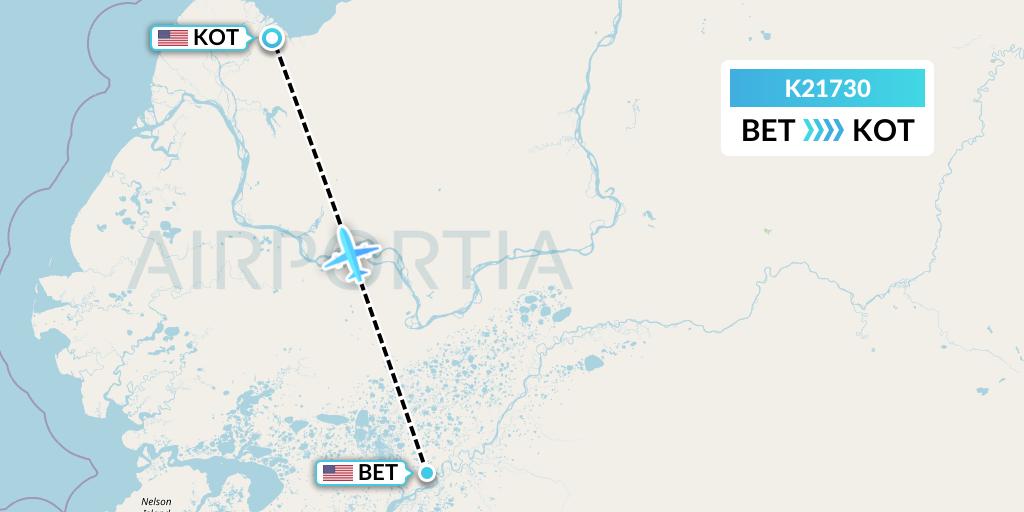 K21730 Yute Commuter Service Flight Map: Bethel to Kotlik