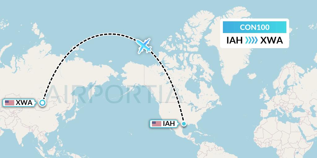 CON100 Conocophillips Aviation Alaska Flight Map: Houston to Williston