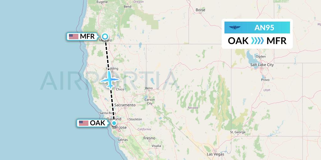 AN95 Advanced Air Flight Map: Oakland to Medford