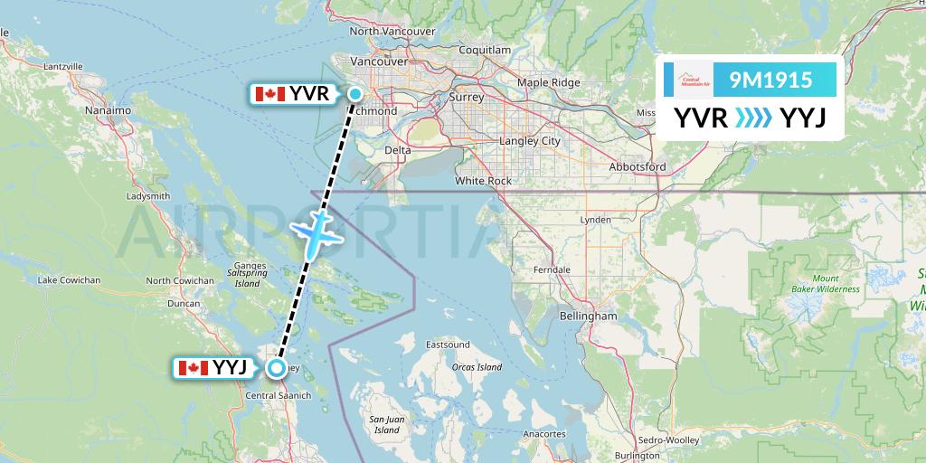 9M1915 Central Mountain Air Flight Map: Vancouver to Victoria