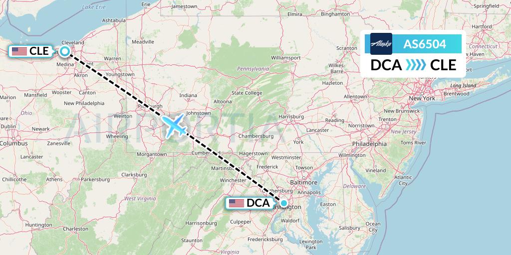 AS6504 Alaska Airlines Flight Map: Washington to Cleveland