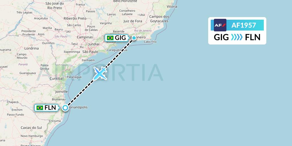 AF1957 Air France Flight Map: Rio de Janeiro to Florianopolis