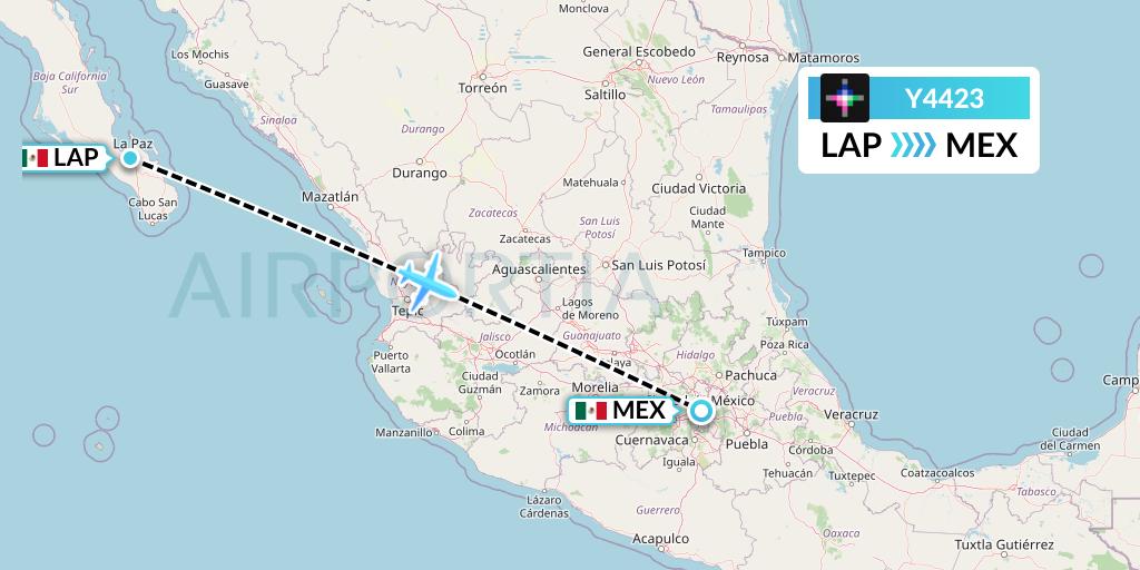 Y4423 Volaris Flight Map: La Paz to Mexico City