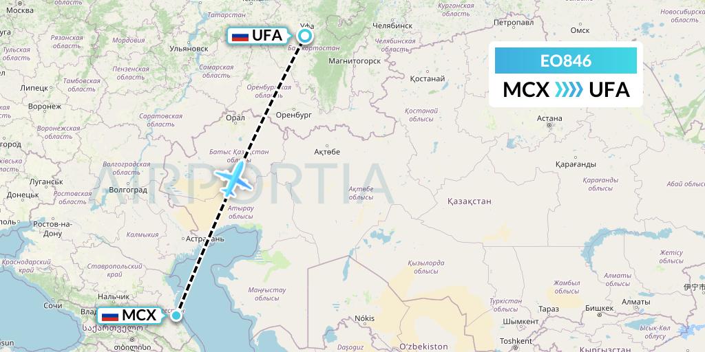 EO846 Pegas Fly Flight Map: Makhachkala to Ufa