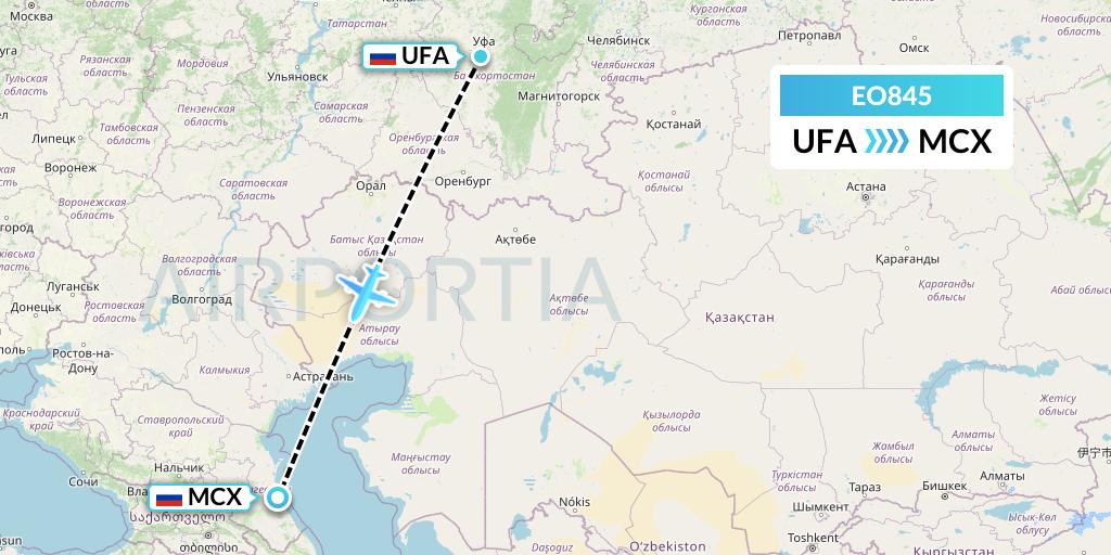 EO845 Pegas Fly Flight Map: Ufa to Makhachkala
