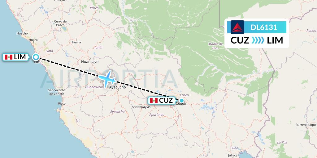 DL6131 Delta Air Lines Flight Map: Cusco to Lima
