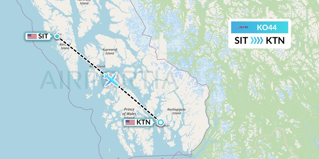 KO44 Komiaviatrans Flight Map: Sitka to Ketchikan