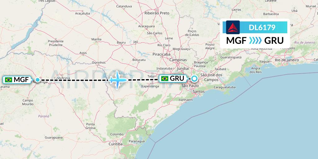 DL6179 Delta Air Lines Flight Map: Maringa to Sao Paulo