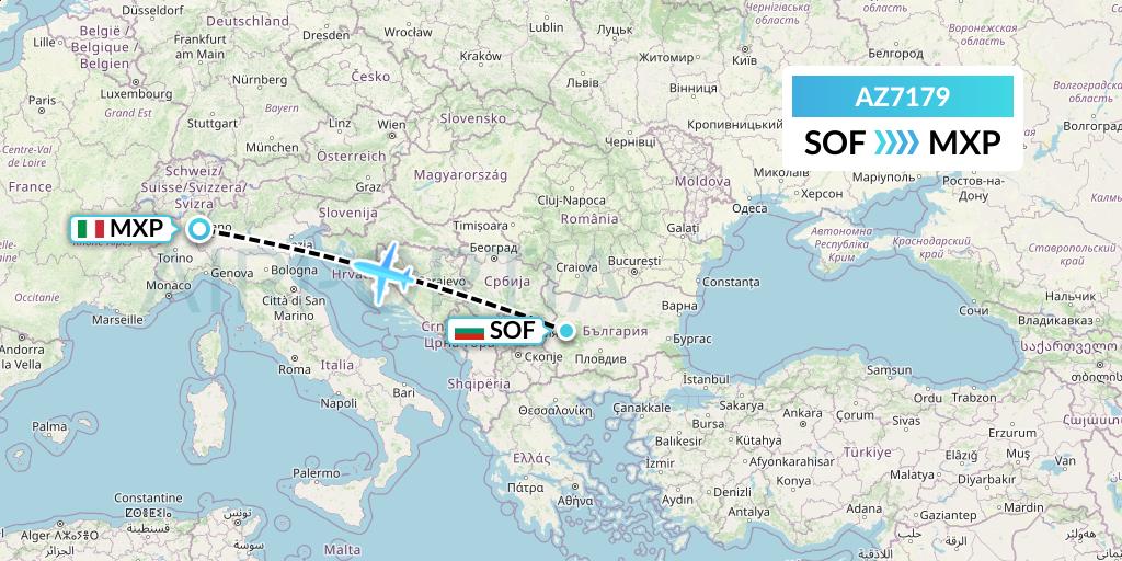 AZ7179 ITA Airways Flight Map: Sofia to Milan