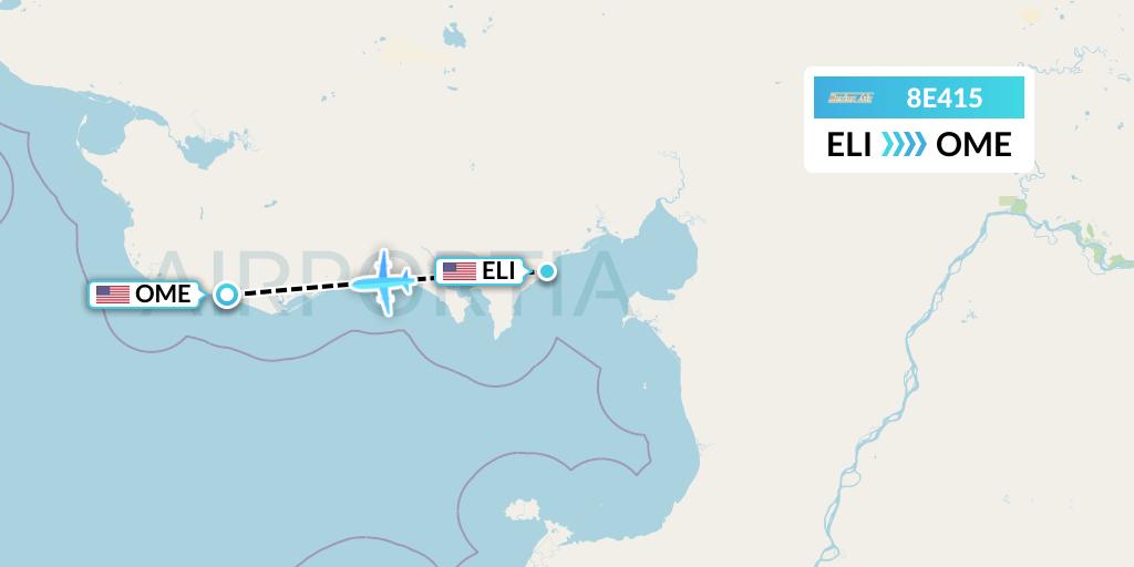 8E415 Bering Air Flight Map: Elim to Nome