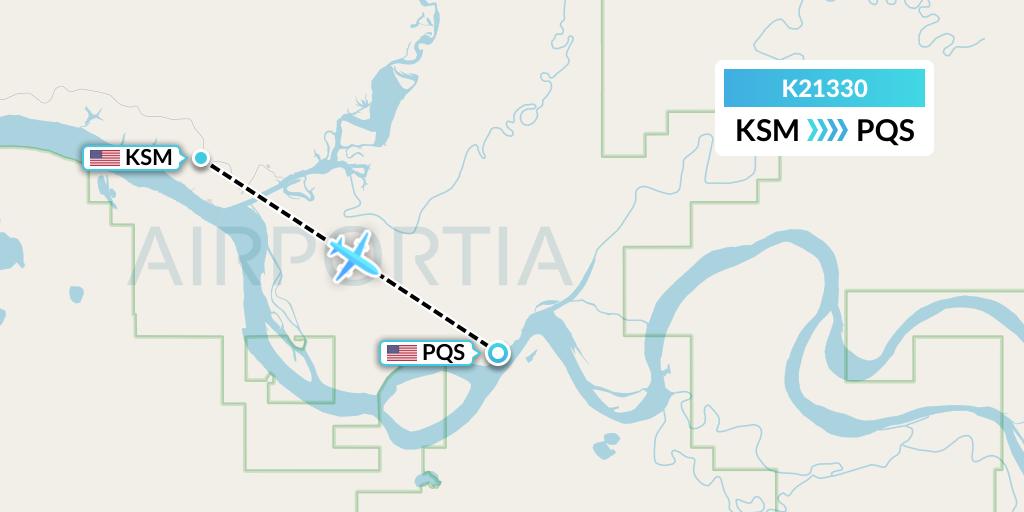 K21330 Yute Commuter Service Flight Map: St. Mary's to Pilot Station