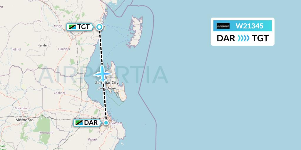 W21345 Flex Flight Flight Map: Dar-es-Salaam to Tanga