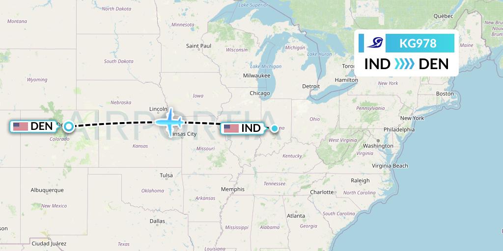KG978 Key Lime Air Flight Map: Indianapolis to Denver