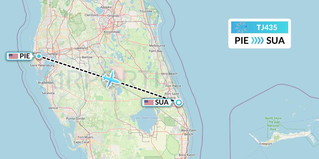 TJ435 Tradewind Aviation Flight Map: St. Petersburg to Stuart