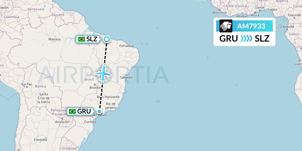 AM7933 Aeromexico Flight Map: Sao Paulo to Sao Luis