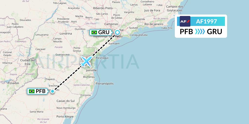 AF1997 Air France Flight Map: Passo Fundo to Sao Paulo